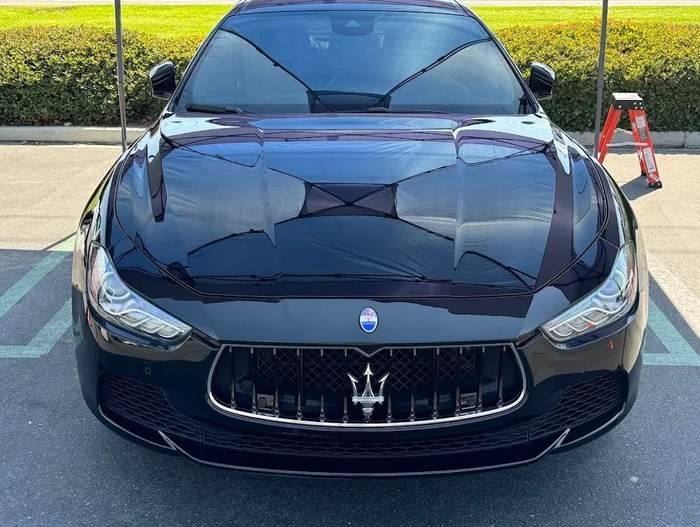 Mirror-shine detailed black Maserati